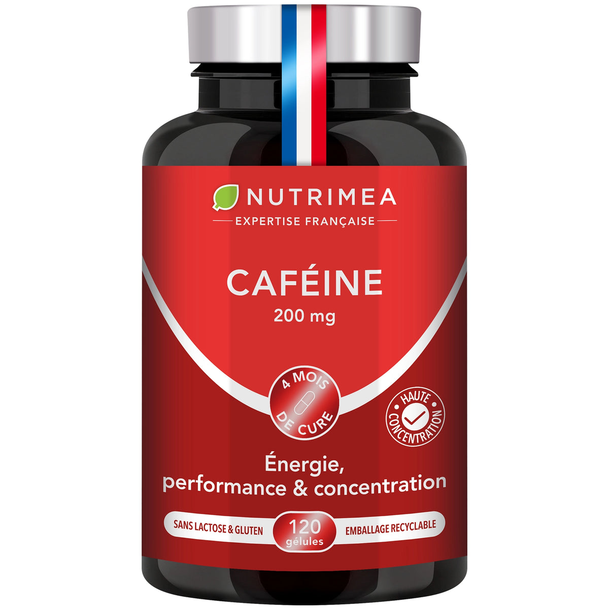 Fond blanc du pilulier de Caféine