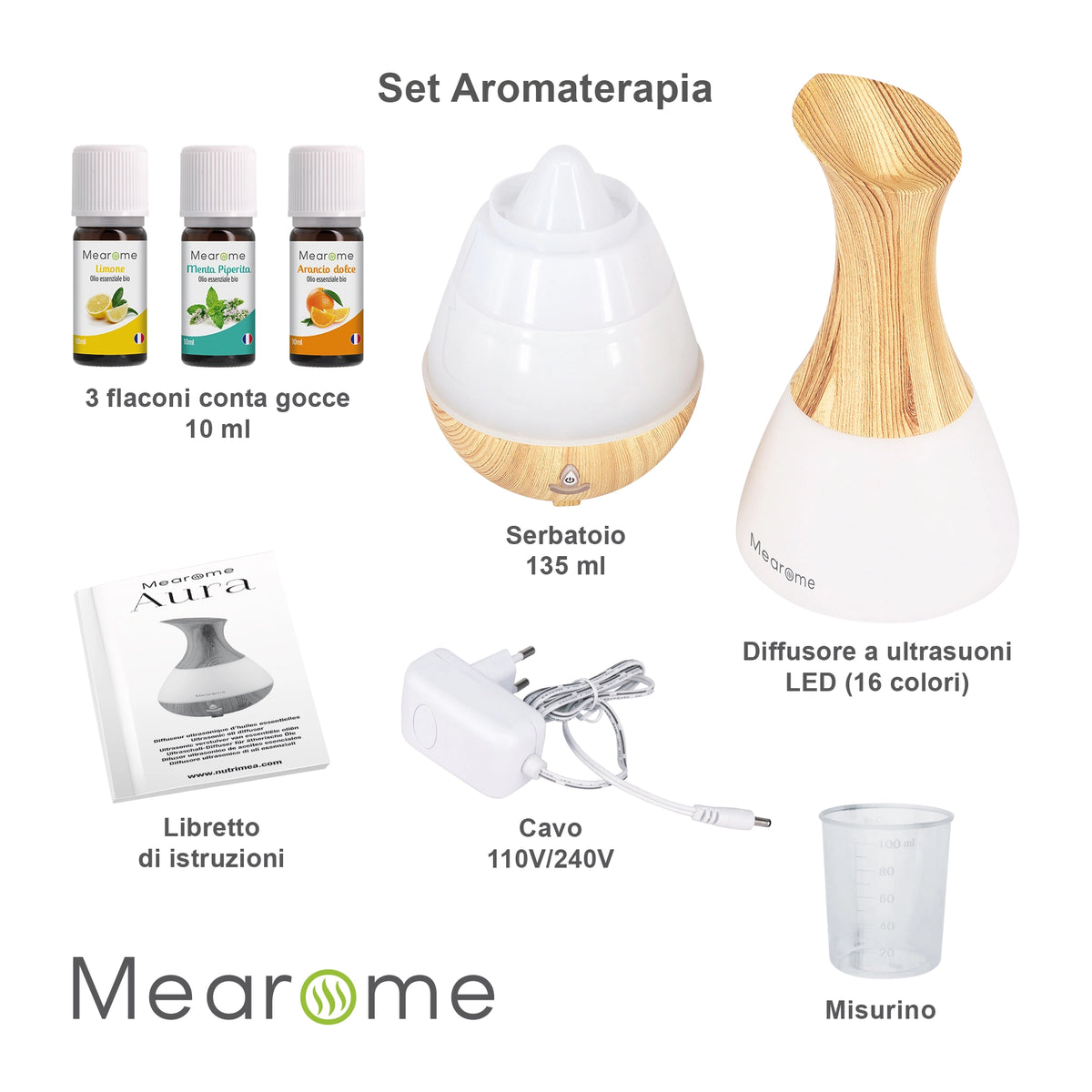 Kit Aromaterapia - Diffusore + 3 Oli Essenziali