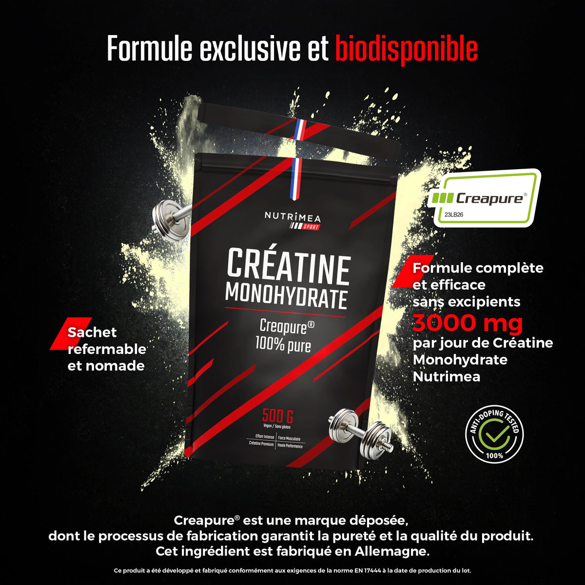Créatine Monohydrate Creapure® en Poudre 500 g