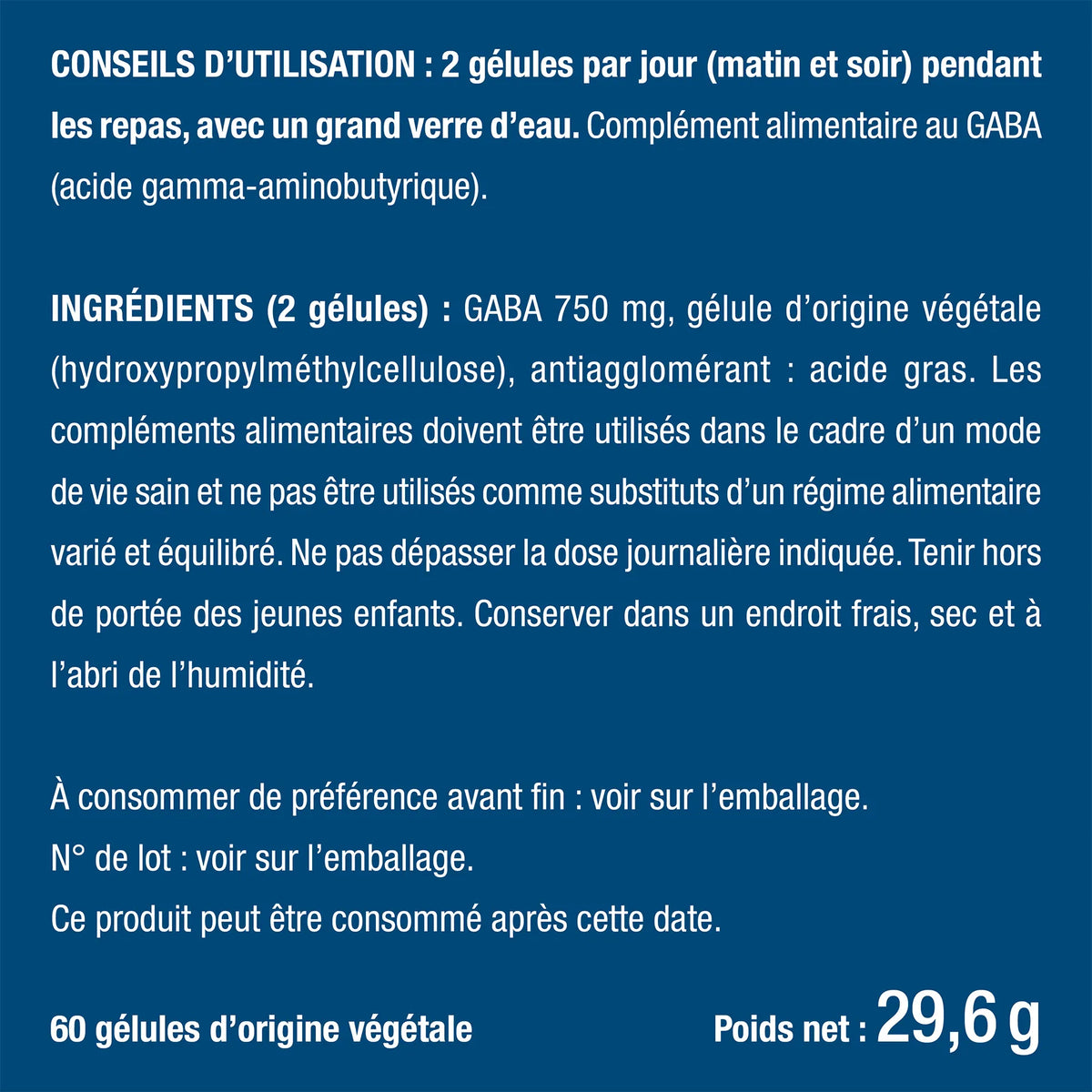 Bienfaits et contre indications pour Gaba