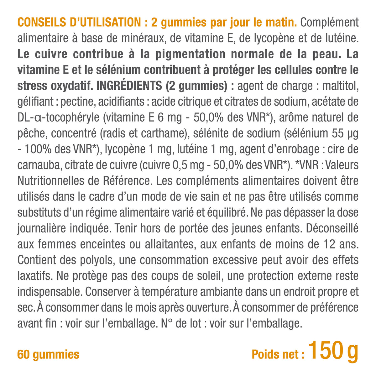 Bienfaits et contre indications pour Gummies Bronzage - Soleil