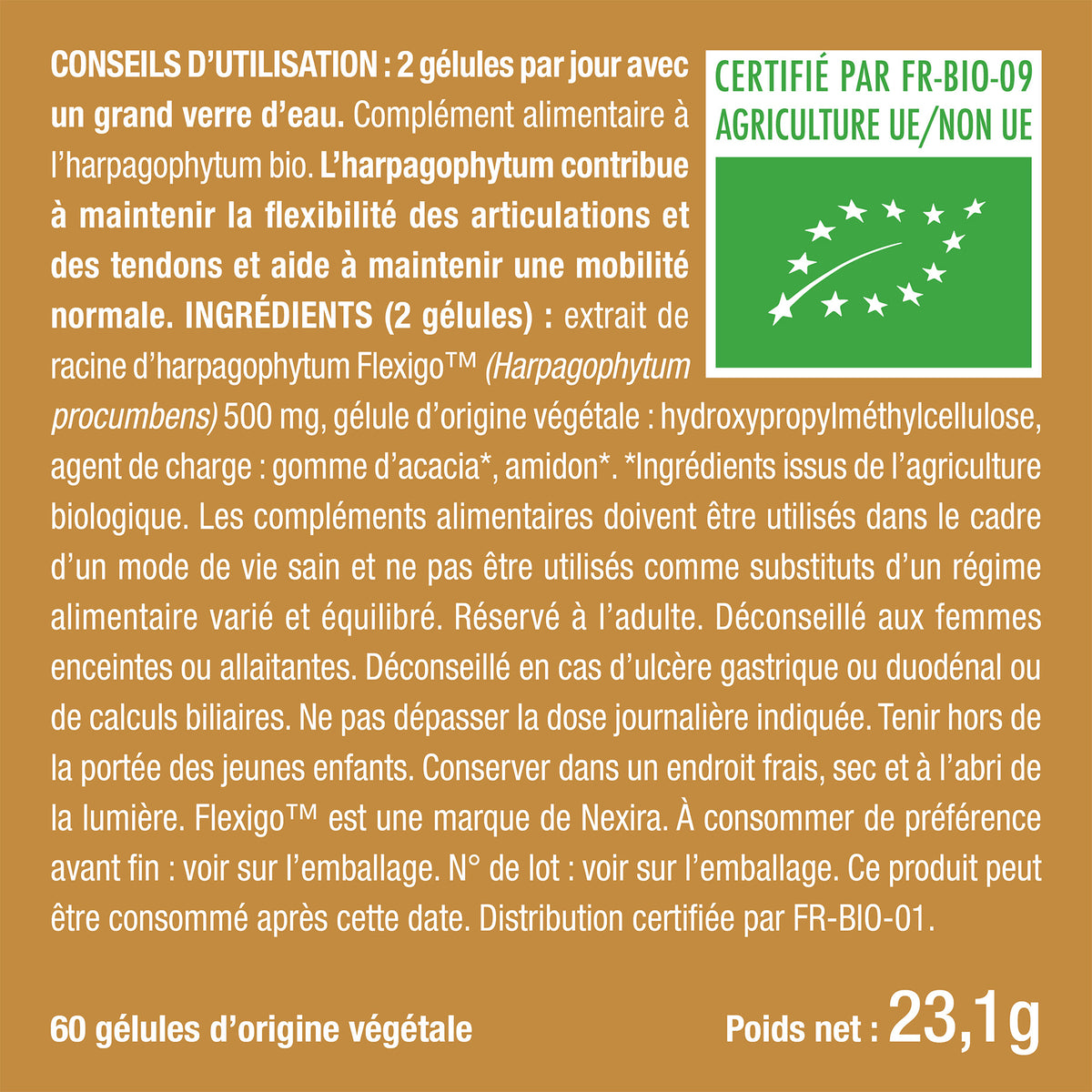 Bienfaits et contre indications pour Harpagophytum Bio