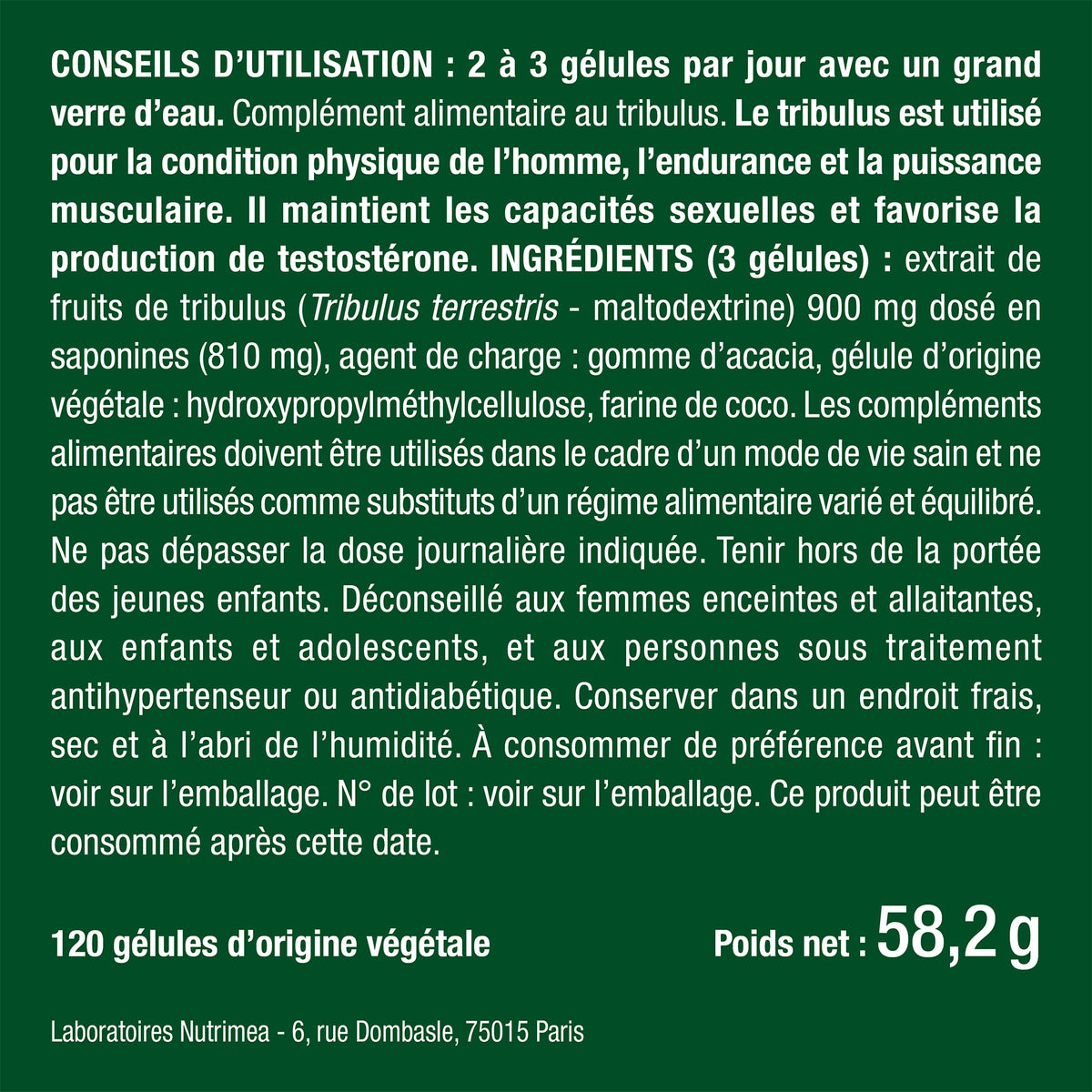Bienfaits et contre indications pour Tribulus Terrestris