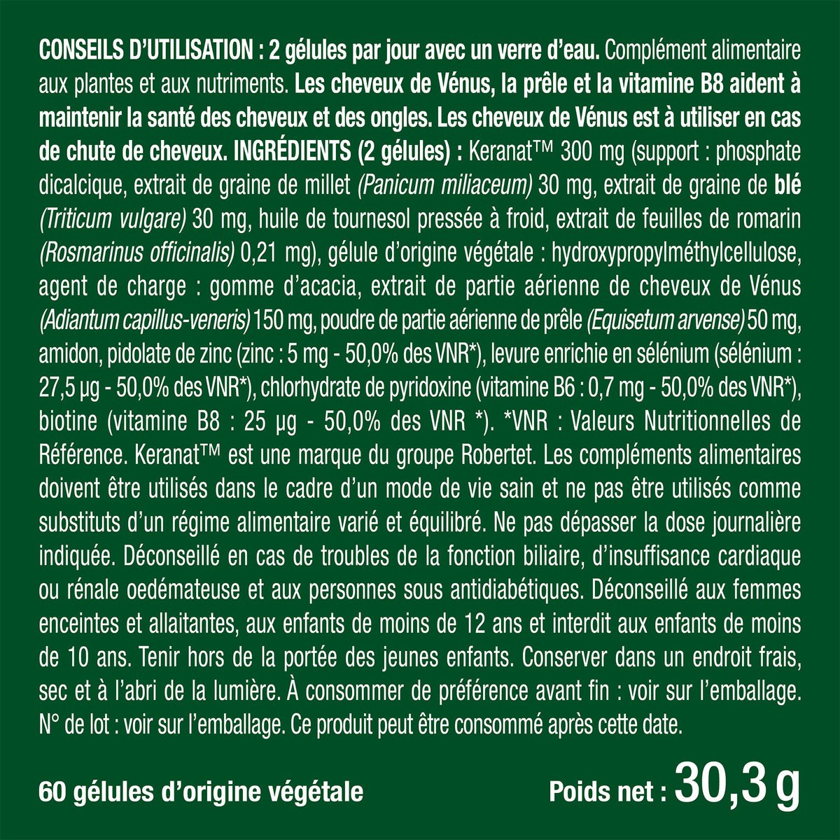 Bienfaits et contre indications pour Anti-chute de cheveux 