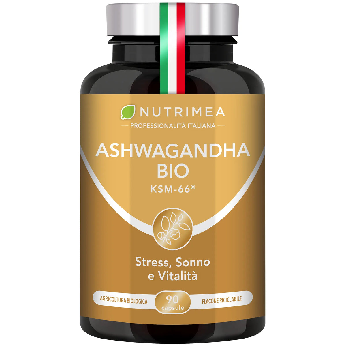 Fondo bianco del portapillole di ashwagandha