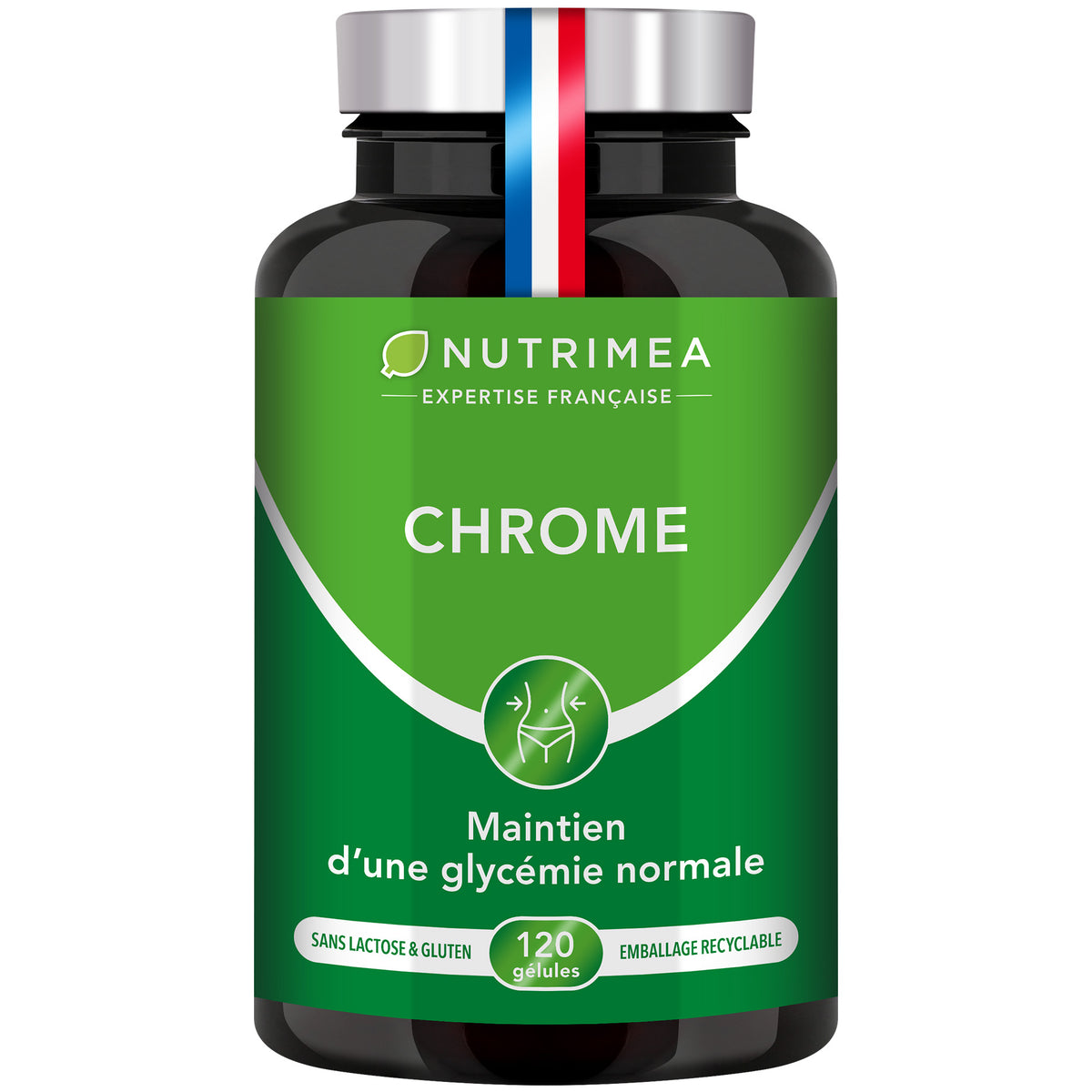 Fond blanc du complément alimentaire Chrome