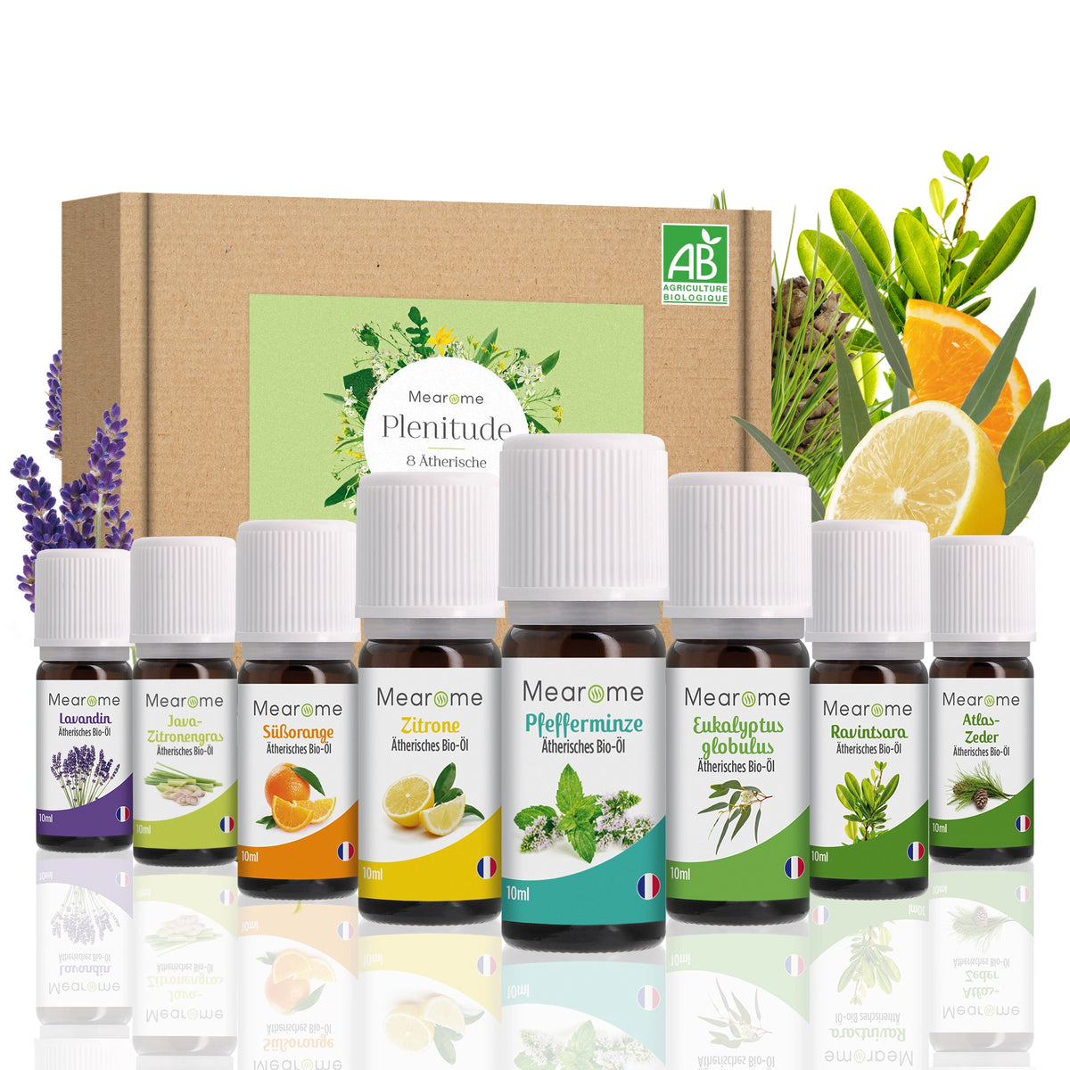 Aromatherapie Geschenk-Set - 8 Ätherische Öle 100% BIO