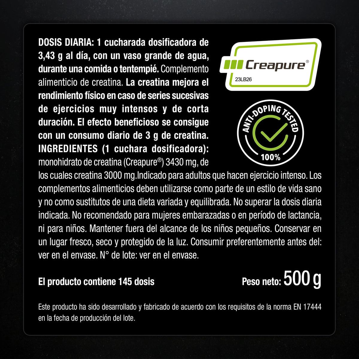 Creatina Monohidrato Creapure® en polvo