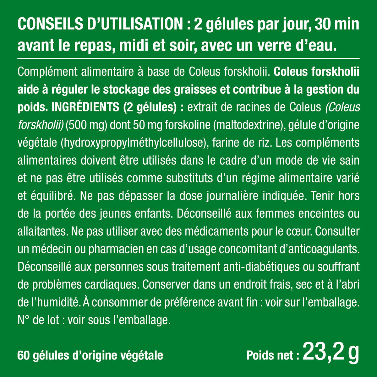 Bienfaits et contre indications pour Forskoline | Coleus Forskohlii