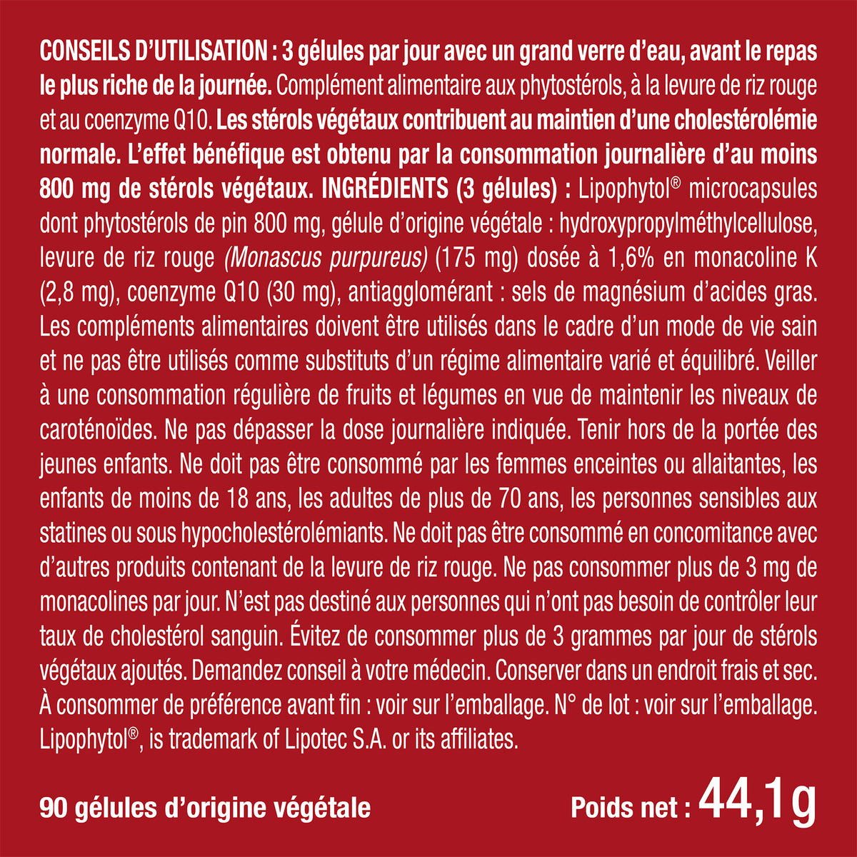 Bienfaits et contre indications pour Levure de Riz rouge premium