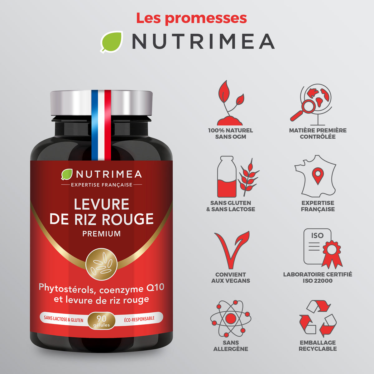 Gélules de levure de riz rouge premium