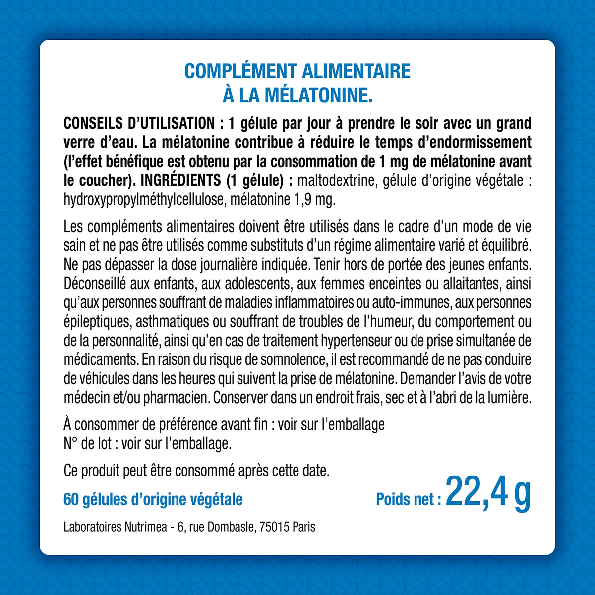 Mélatonine 60 gélules