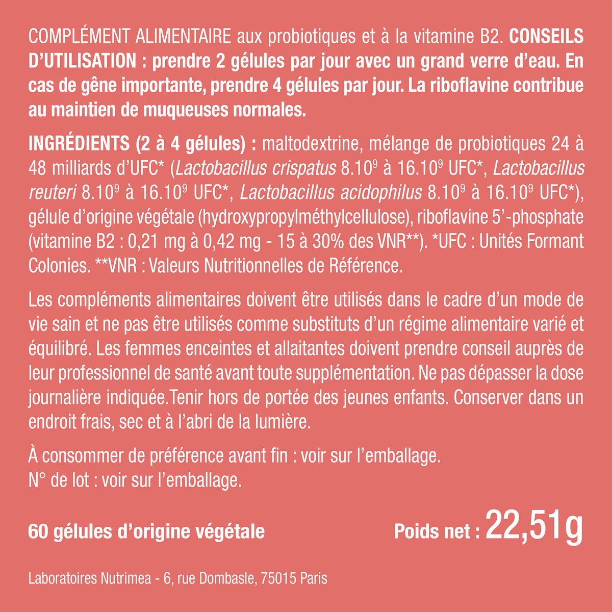 Bienfaits et contre indications pour probiotiques Flore intime