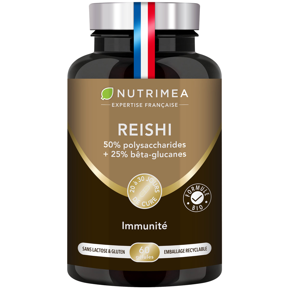 Fond blanc du pilulier de Reishi Bio
