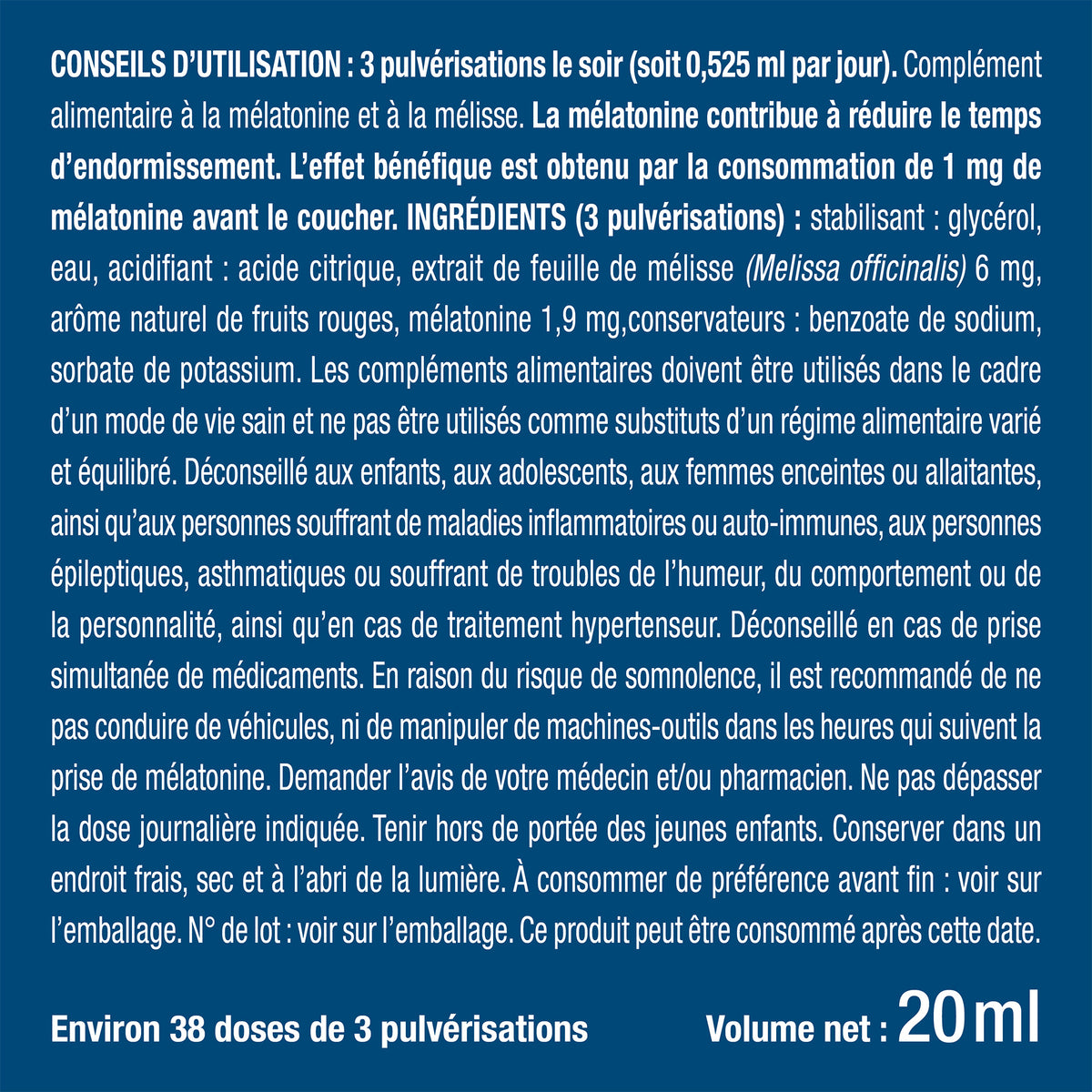 Bienfaits et contre indications pour Spray sommeil