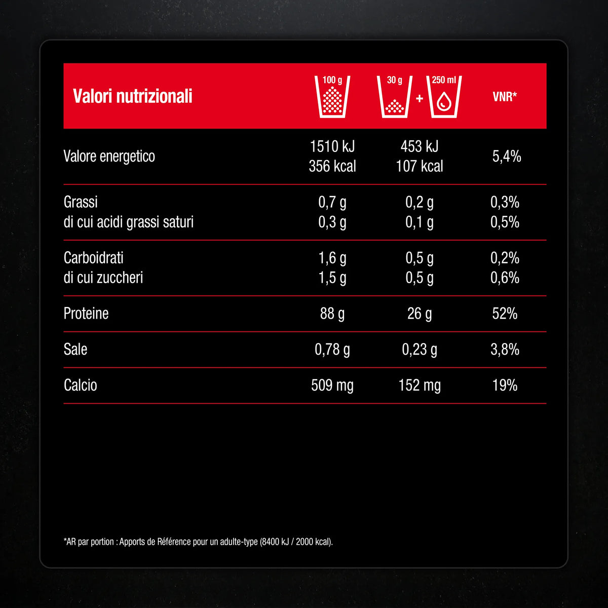 valori nutrizionali dei Whey gusto vaniglia